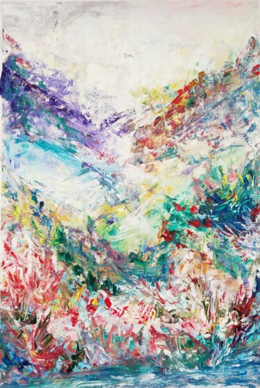 Картина под названием "Rabbit in the valle…" - Selena Sashina, Подлинное произведение искусства, Масло Установлен на Деревян…