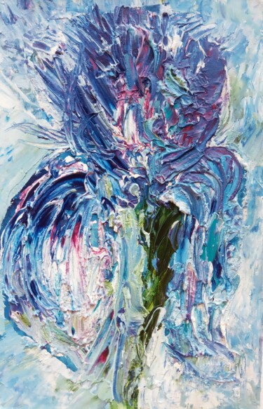 Peinture intitulée "Blue Iris" par Selena Sashina, Œuvre d'art originale, Huile