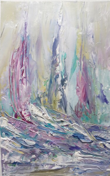 Malerei mit dem Titel "Northern lights Sai…" von Selena Sashina, Original-Kunstwerk, Öl
