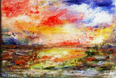 Painting titled "Road to Provence" by Selena Sashina, Original Artwork, Oil Mounted on Wood Stretcher frame