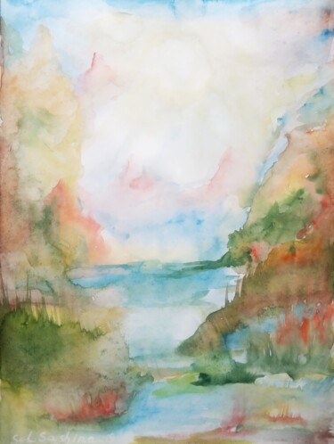 Pintura intitulada "Ukrainian Sunrise" por Selena Sashina, Obras de arte originais, Aquarela