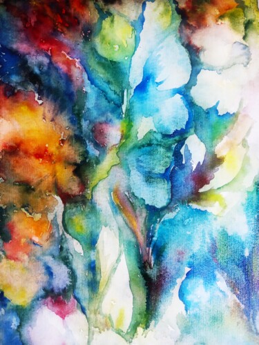 Malerei mit dem Titel "Flower Fairy" von Selena Sashina, Original-Kunstwerk, Aquarell