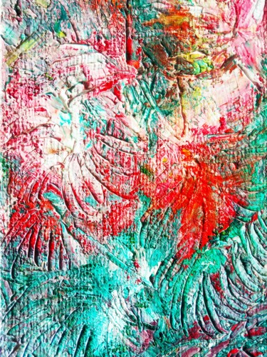 Malerei mit dem Titel "Monstera Red" von Selena Sashina, Original-Kunstwerk, Öl