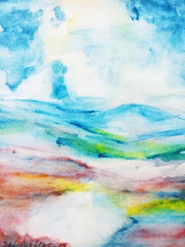 Schilderij getiteld ""Blue ridge mountai…" door Selena Sashina, Origineel Kunstwerk, Aquarel