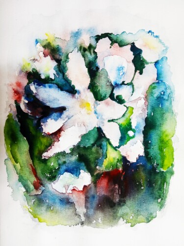 Painting titled "Bright Cacti" by Selena Sashina, Original Artwork, Watercolor
