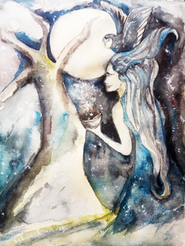 Peinture intitulée ""Mistress of the Wi…" par Selena Sashina, Œuvre d'art originale, Aquarelle