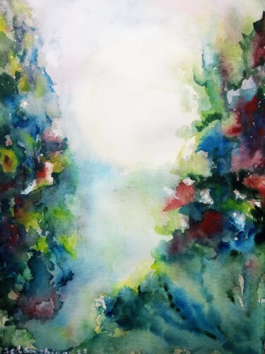 Painting titled ""Sun in blooming li…" by Selena Sashina, Original Artwork, Watercolor