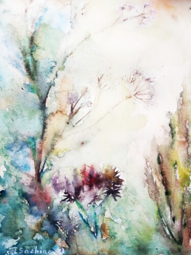 Peinture intitulée ""Sun in Herbs"" par Selena Sashina, Œuvre d'art originale, Aquarelle
