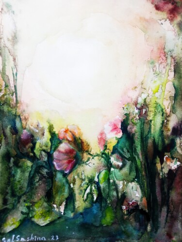 Schilderij getiteld ""Morning sunlight"" door Selena Sashina, Origineel Kunstwerk, Aquarel