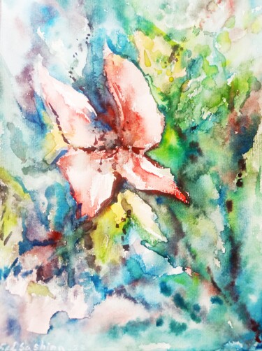 Schilderij getiteld "Bright Lilies_1" door Selena Sashina, Origineel Kunstwerk, Aquarel
