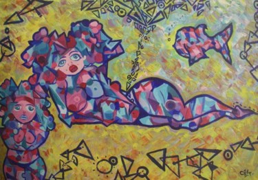 Peinture intitulée "sirena's space" par Sely, Œuvre d'art originale