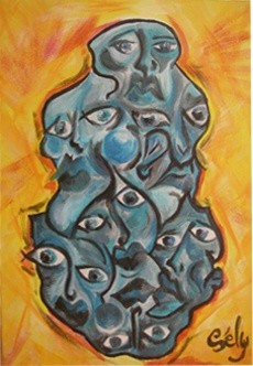 Peinture intitulée "skizophrènie passag…" par Sely, Œuvre d'art originale