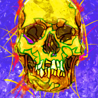 Painting titled "SKULL 02 JAUNE" by Semaj Joyce, Original Artwork, Acrylic