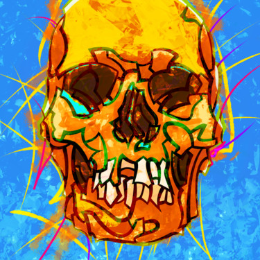 Peinture intitulée "SKULL 02 ORANGE" par Semaj Joyce, Œuvre d'art originale, Acrylique