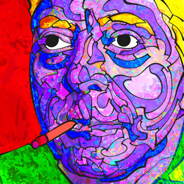 Картина под названием "Jacques PREVERT - E…" - Semaj Joyce, Подлинное произведение искусства, Рисунок распылителем краски