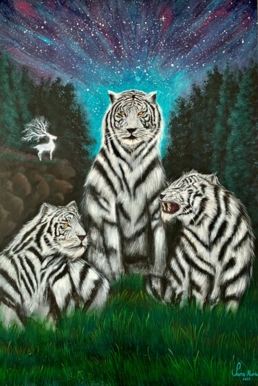 Malerei mit dem Titel "Tigers" von Sema Mente, Original-Kunstwerk, Acryl