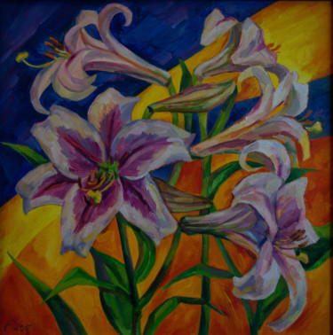 Картина под названием "lilies" - Ksenia Semenova, Подлинное произведение искусства, Масло