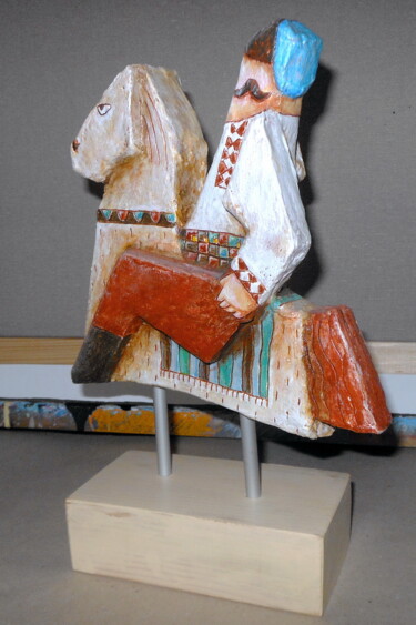 Escultura intitulada "Horseman" por Evgen Semenyuk, Obras de arte originais, Madeira