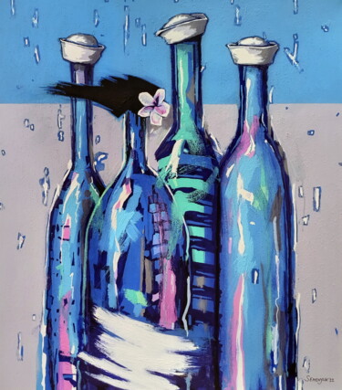 Schilderij getiteld "Blue Hawaii" door Evgen Semenyuk, Origineel Kunstwerk, Acryl