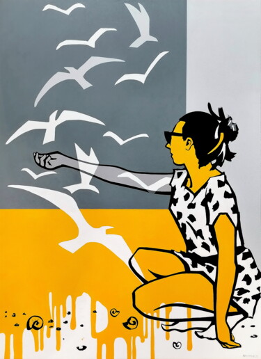 Pittura intitolato "White Birds of Summ…" da Evgen Semenyuk, Opera d'arte originale, Acrilico