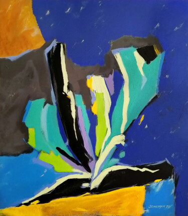 Pintura intitulada "Abstract floral com…" por Evgen Semenyuk, Obras de arte originais, Acrílico