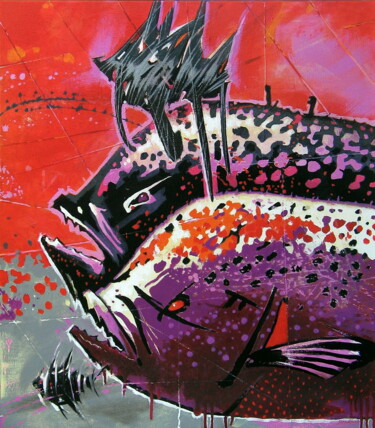 Peinture intitulée "Exotic Fish 2" par Evgen Semenyuk, Œuvre d'art originale, Acrylique