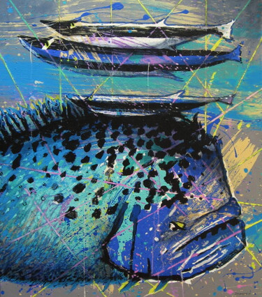 Painting titled "Exotic Fish 3" by Evgen Semenyuk, Original Artwork, Acrylic