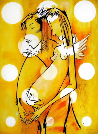 Painting titled "Angel And Demon" by Evgen Semenyuk, Original Artwork, Acrylic
