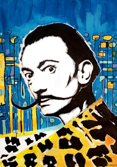 Malerei mit dem Titel "Dali in Yellow and…" von Evgen Semenyuk, Original-Kunstwerk, Acryl