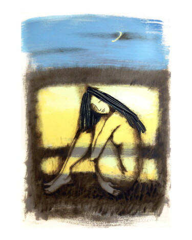 Painting titled "Acrylic moonlight 3" by Evgen Semenyuk, Original Artwork, Acrylic