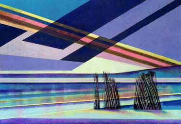 Painting titled "Abstract Sunset" by Evgen Semenyuk, Original Artwork, Acrylic