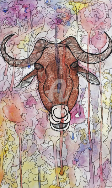 Dessin intitulée "Antilop" par Semihaoner, Œuvre d'art originale, Acrylique