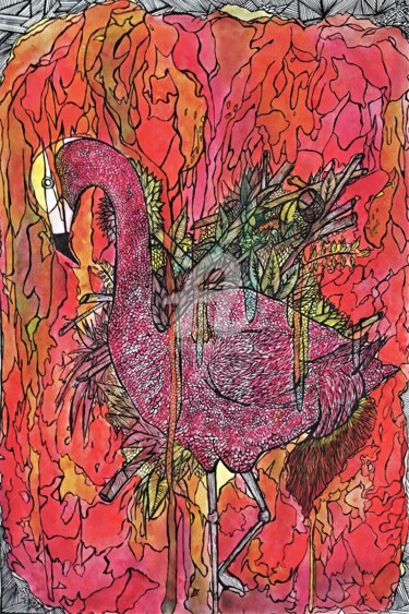 Peinture intitulée "pelikan" par Semihaoner, Œuvre d'art originale, Aquarelle