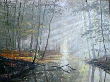 Картина под названием "Лесная речка" - Орест, Подлинное произведение искусства, Масло