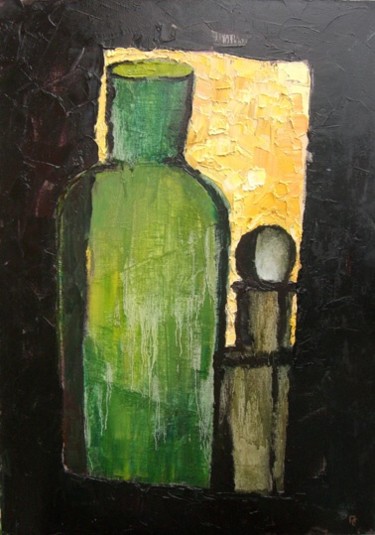 Картина под названием "Две бутылки" - Орест, Подлинное произведение искусства, Масло