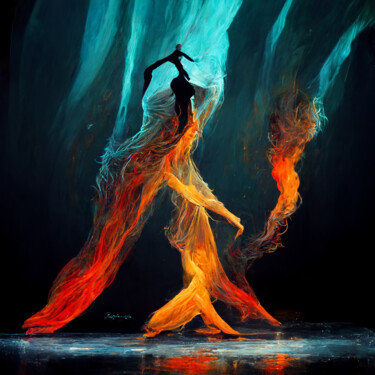 Digital Arts titled "fire and ice" by Sena Eser, Original Artwork, Digital Painting