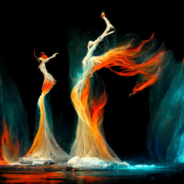 Arts numériques intitulée "fire and ice 2" par Sena Eser, Œuvre d'art originale, Peinture numérique