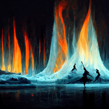 Digital Arts titled "fire and ice 3" by Sena Eser, Original Artwork, Digital Painting