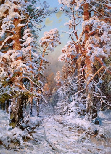 Painting titled "winter" by Artur Karkovskiy, Original Artwork, Oil