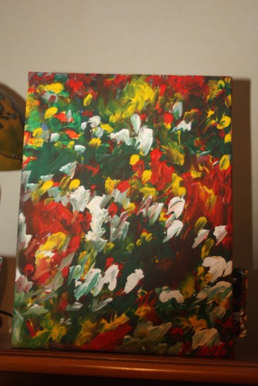 Painting titled "Le jardin floral" by Senes Florentina, Original Artwork