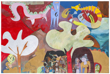 Pittura intitolato "Les deux dragons" da Agnès Marty, Opera d'arte originale, Acrilico