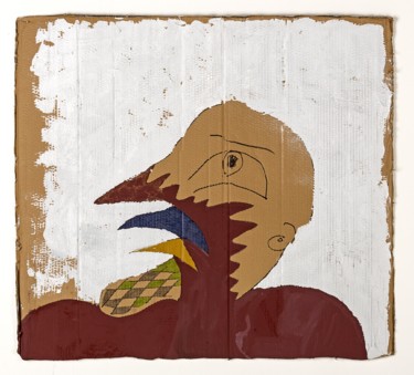 Painting titled "Homme Oiseau" by Agnès Marty, Original Artwork, Acrylic