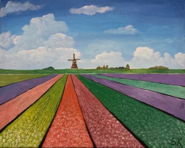 Malerei mit dem Titel "Feld der Rosen" von Senida Kalac, Original-Kunstwerk, Acryl
