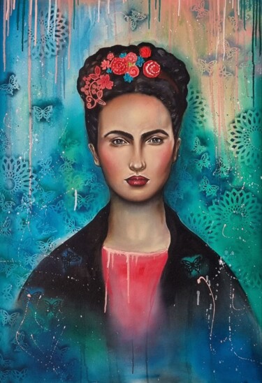 Картина под названием "Mexican woman" - Надежда Опекунова (Lillas_art), Подлинное произведение искусства, Масло