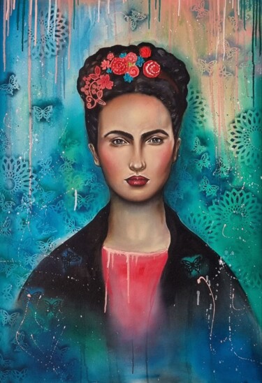 Pittura intitolato "Mexican woman" da Nadezhda Opekunova (Lillas Art), Opera d'arte originale, Olio