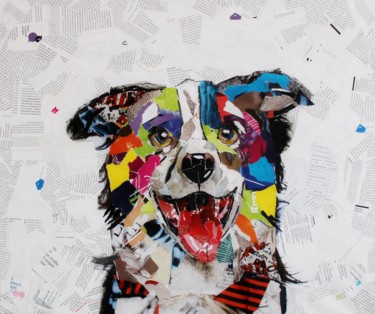 Collages titled ""Dogs have only one…" by Olga Sennikova, Original Artwork, Collages Mounted on Wood Panel