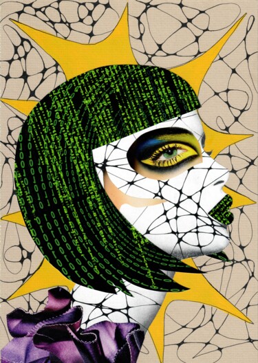 Collagen mit dem Titel ""Woman-superhero" -…" von Olga Sennikova, Original-Kunstwerk, Collagen