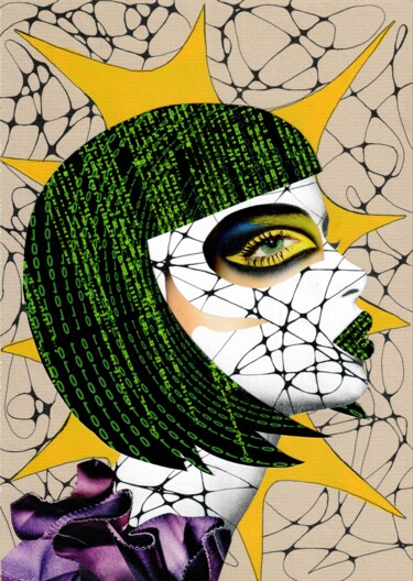 "Woman-superhero" - surreal portrait Collages intitulée ""Woman-superhero" -…" par Olga Sennikova, Œuvre d'art originale, Collages