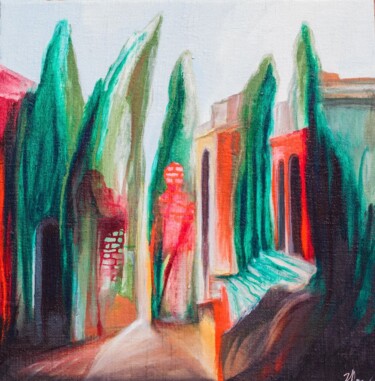 Painting titled "In the garden stand…" by Sentio O.M.T., Original Artwork, Oil Mounted on Wood Panel