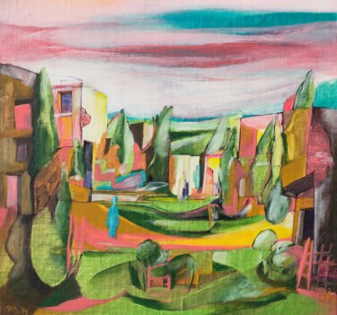 Картина под названием "The blush of dawn" - Sentio O.M.T., Подлинное произведение искусства, Акрил Установлен на картон